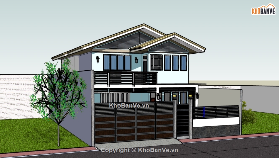 biệt thự 2 tầng,file sketchup biệt thự 2 tầng,model sketchup biệt thự 2 tầng